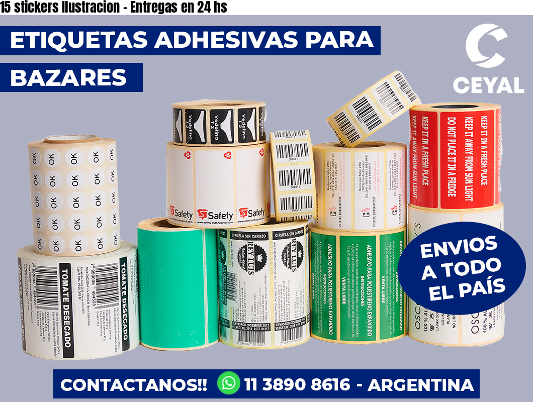 15 stickers Ilustracion - Entregas en 24 hs