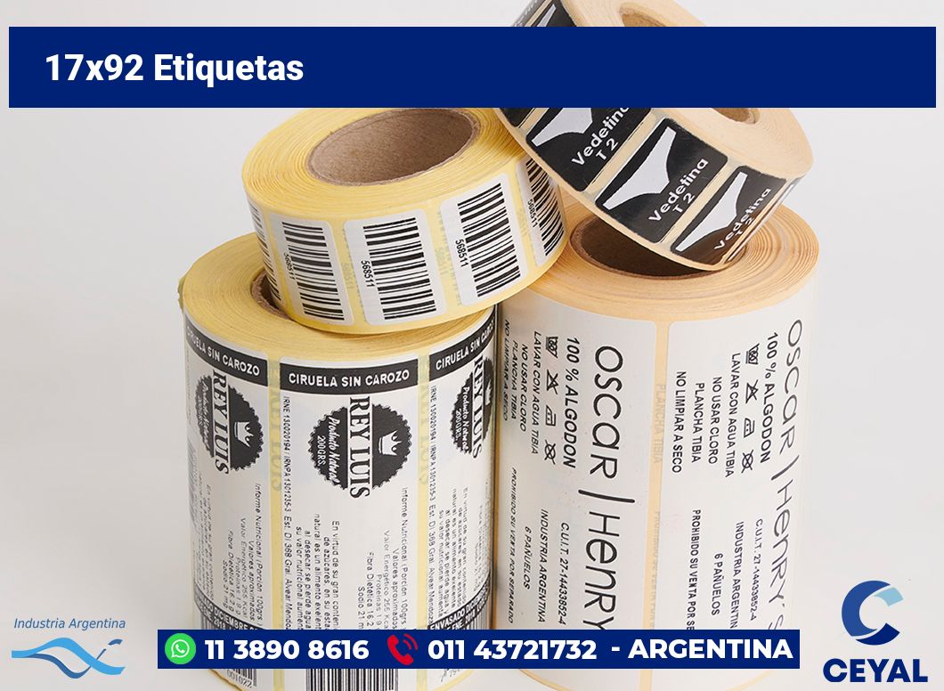 17×92 Etiquetas