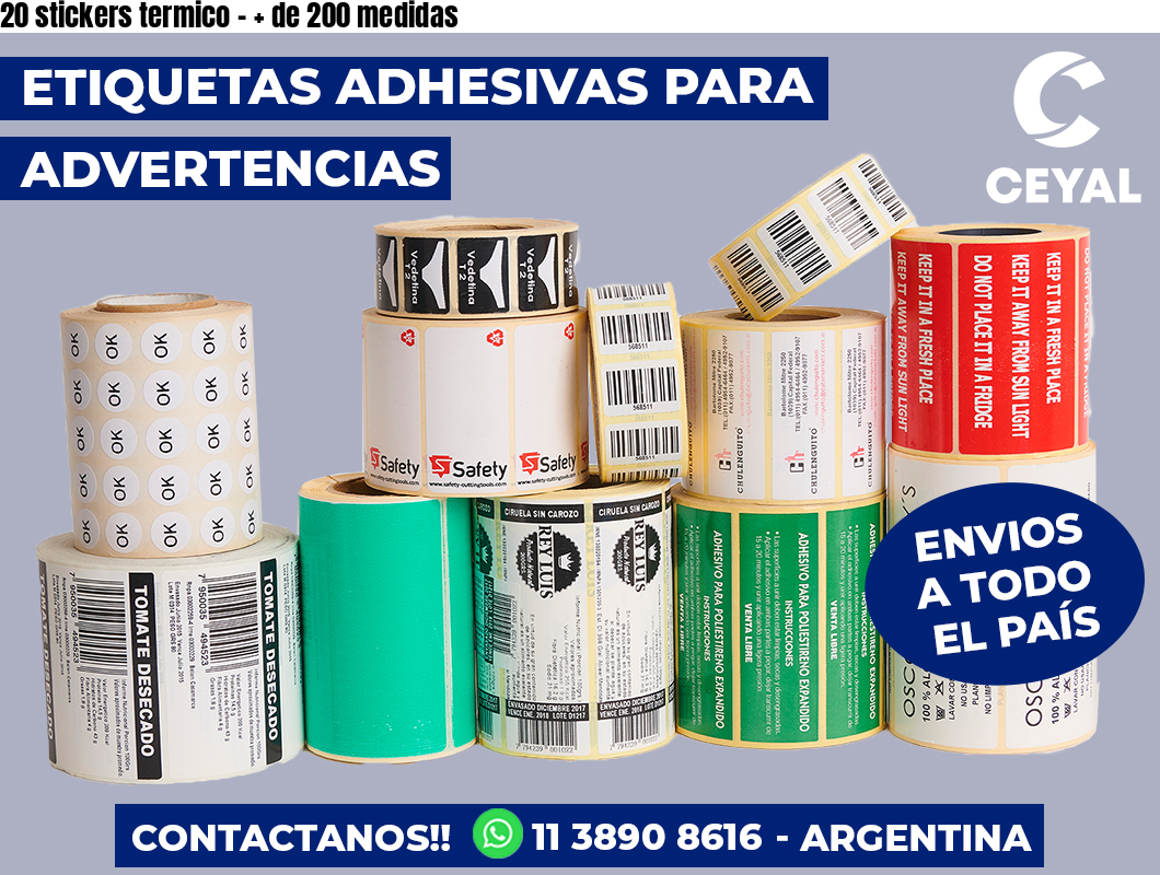 20 stickers termico – + de 200 medidas