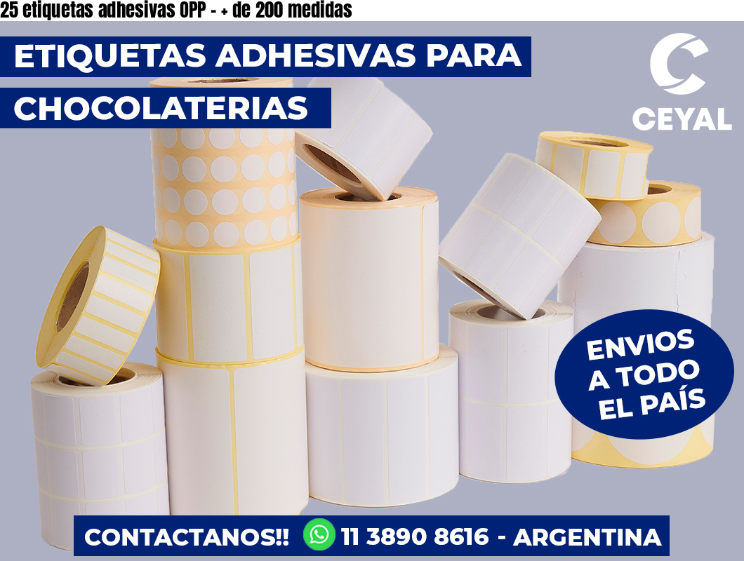 25 etiquetas adhesivas OPP – + de 200 medidas