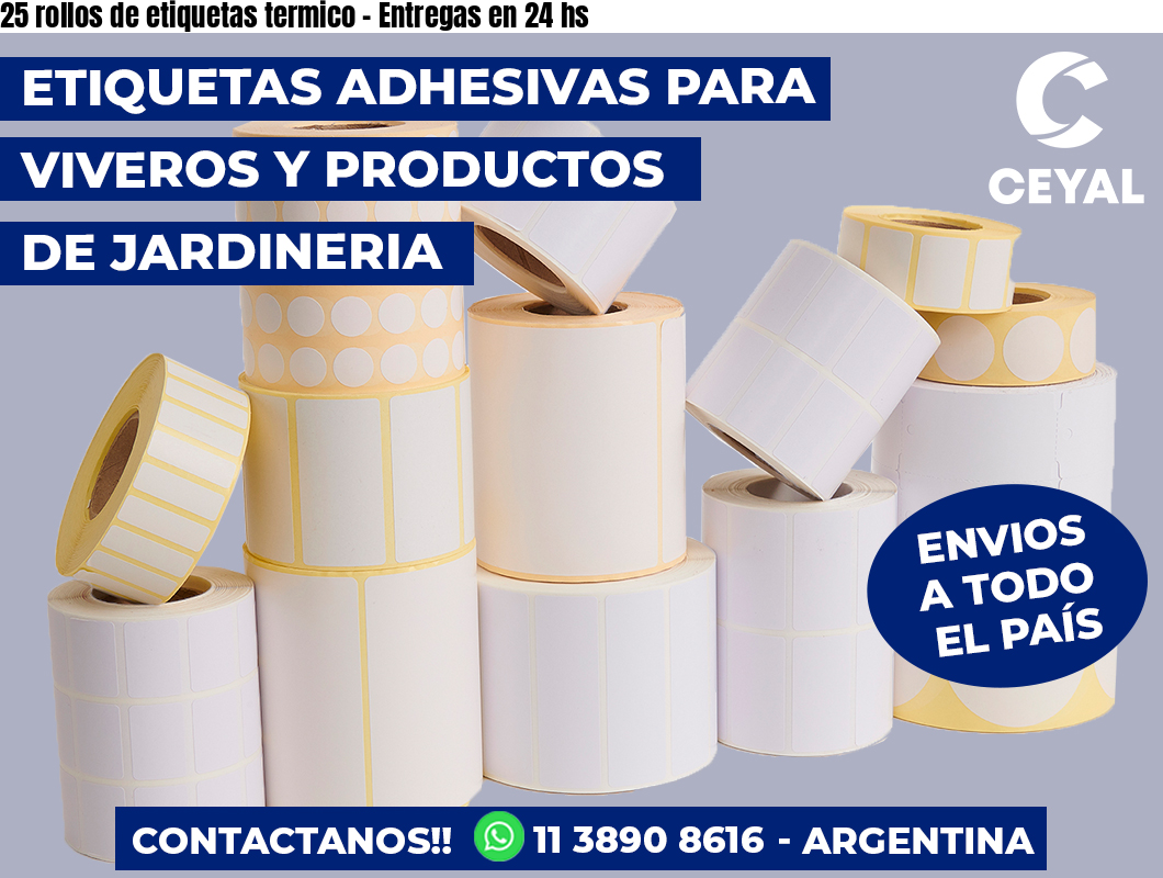 25 rollos de etiquetas termico - Entregas en 24 hs