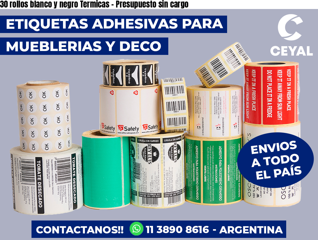 30 rollos blanco y negro Termicas – Presupuesto sin cargo