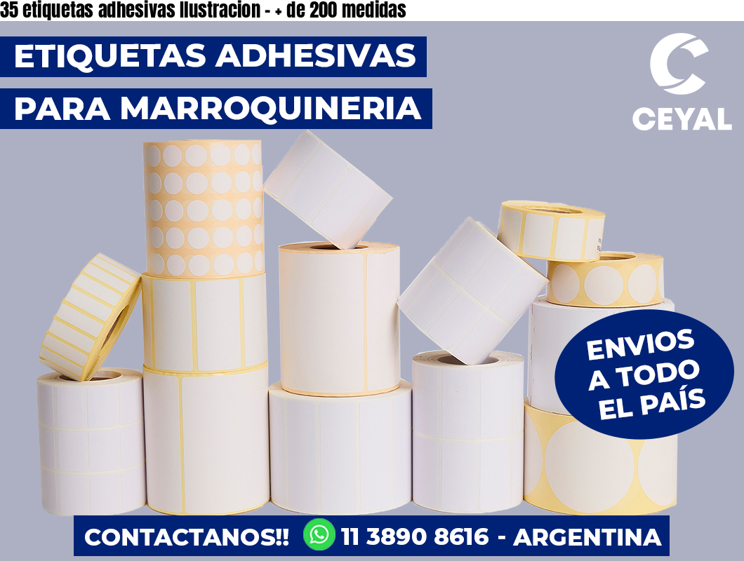 35 etiquetas adhesivas Ilustracion - + de 200 medidas