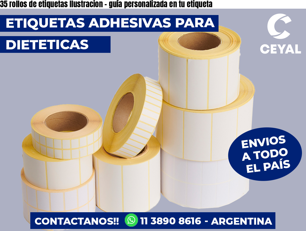 35 rollos de etiquetas Ilustracion - guía personalizada en tu etiqueta
