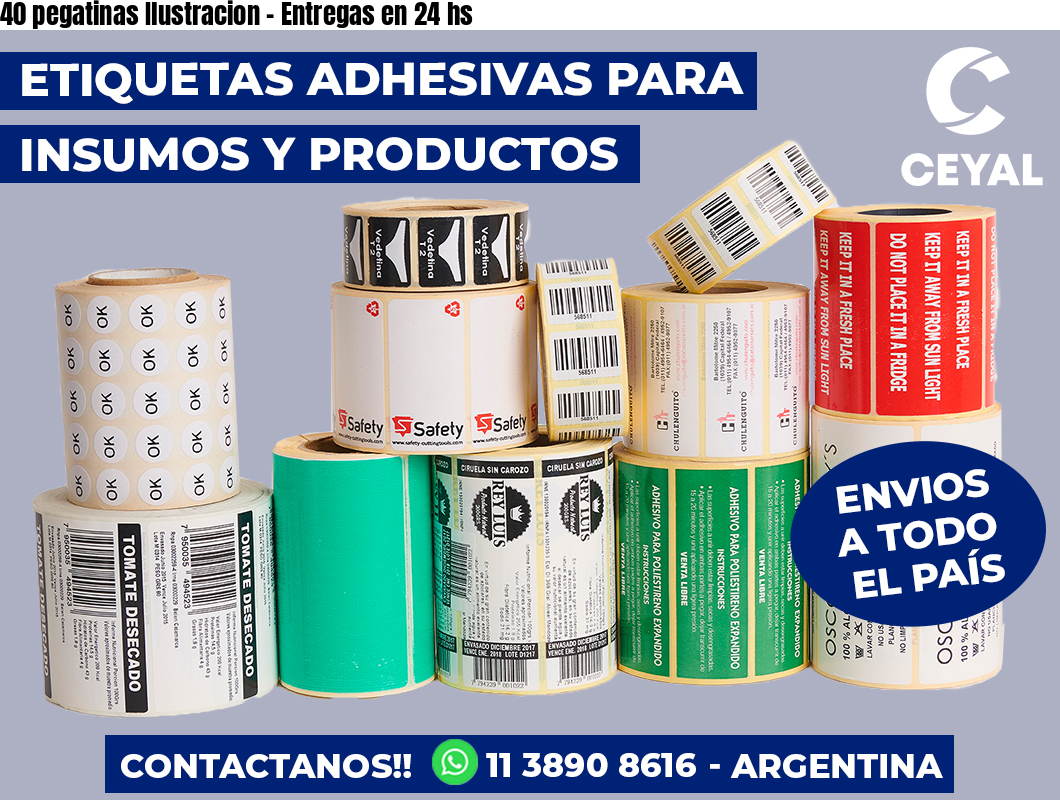 40 pegatinas Ilustracion – Entregas en 24 hs