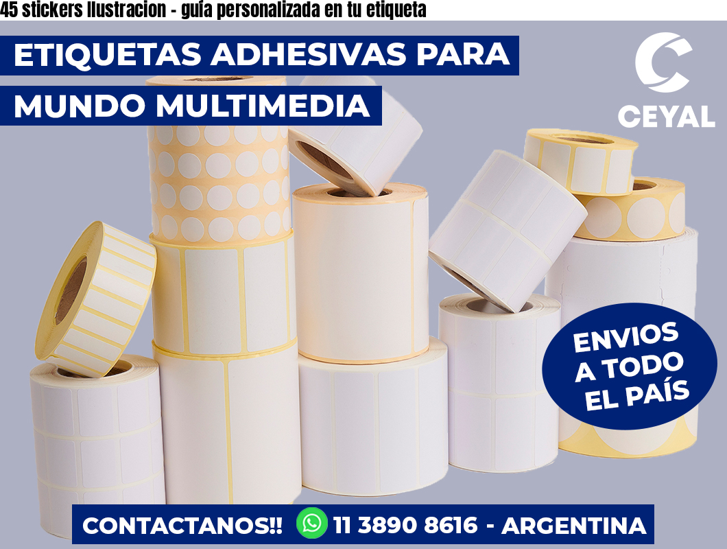 45 stickers Ilustracion - guía personalizada en tu etiqueta