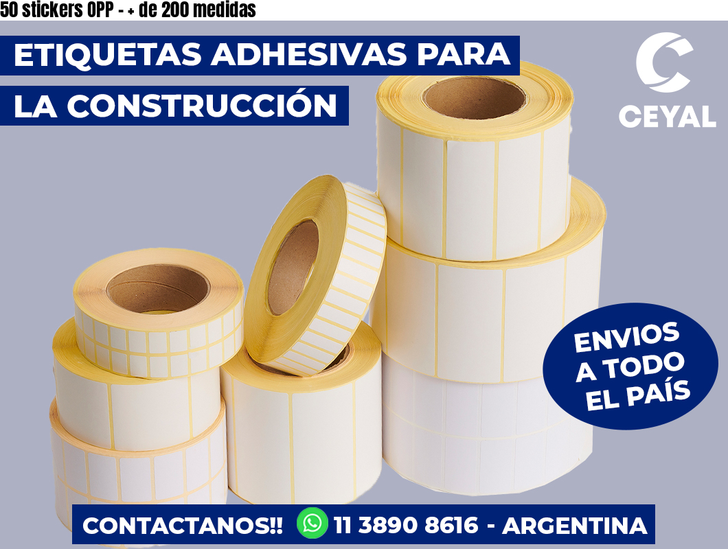 50 stickers OPP - + de 200 medidas