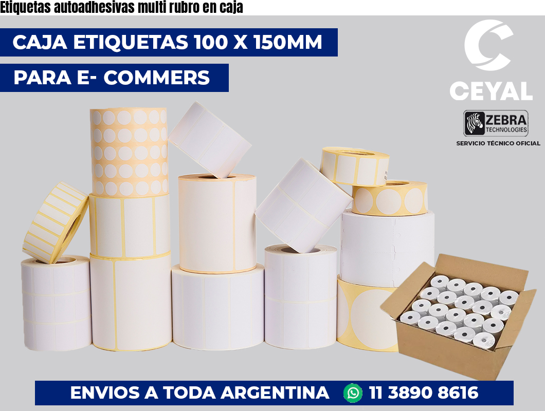Etiquetas autoadhesivas multi rubro en caja