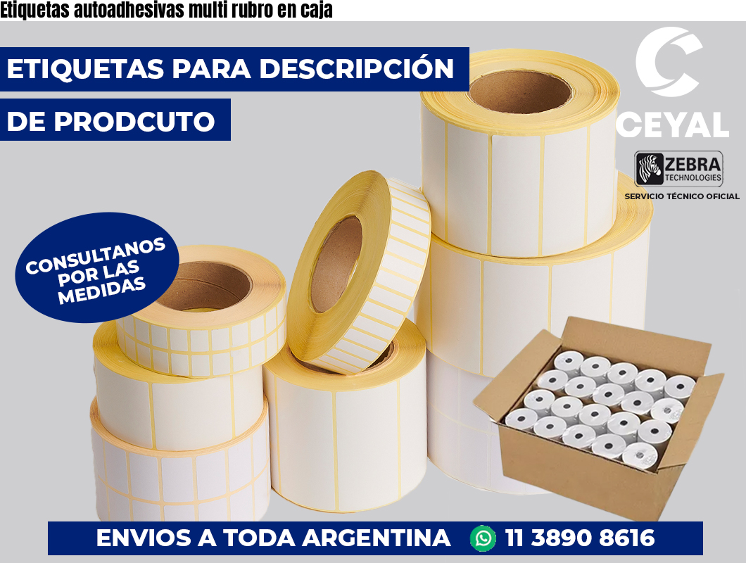 Etiquetas autoadhesivas multi rubro en caja
