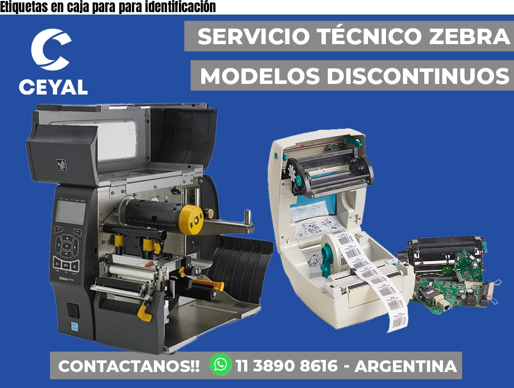Etiquetas en caja para para identificación
