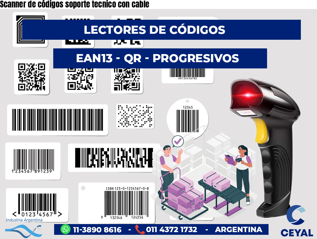 Scanner de códigos soporte tecnico con cable