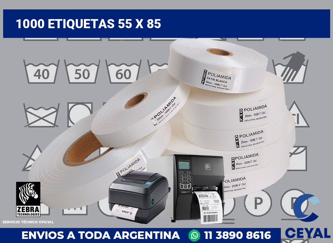 1000 etiquetas 55 x 85