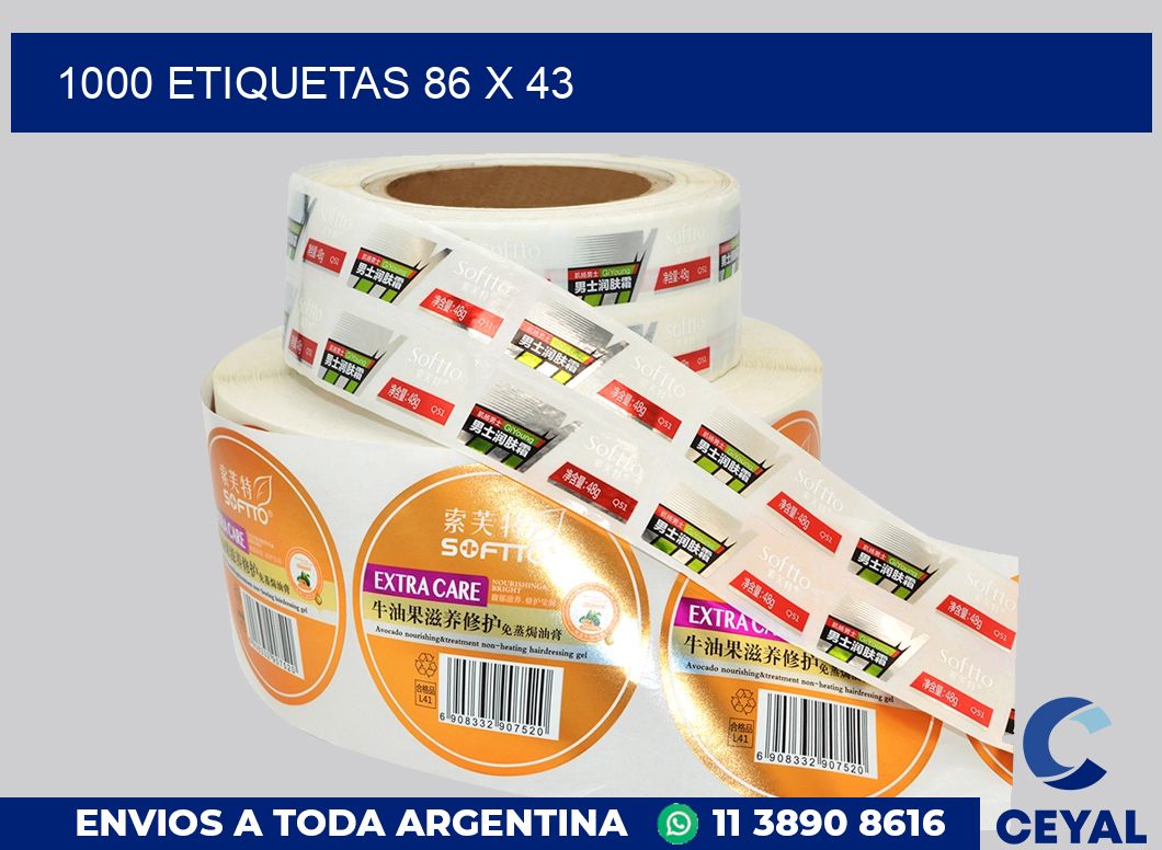 1000 etiquetas 86 x 43