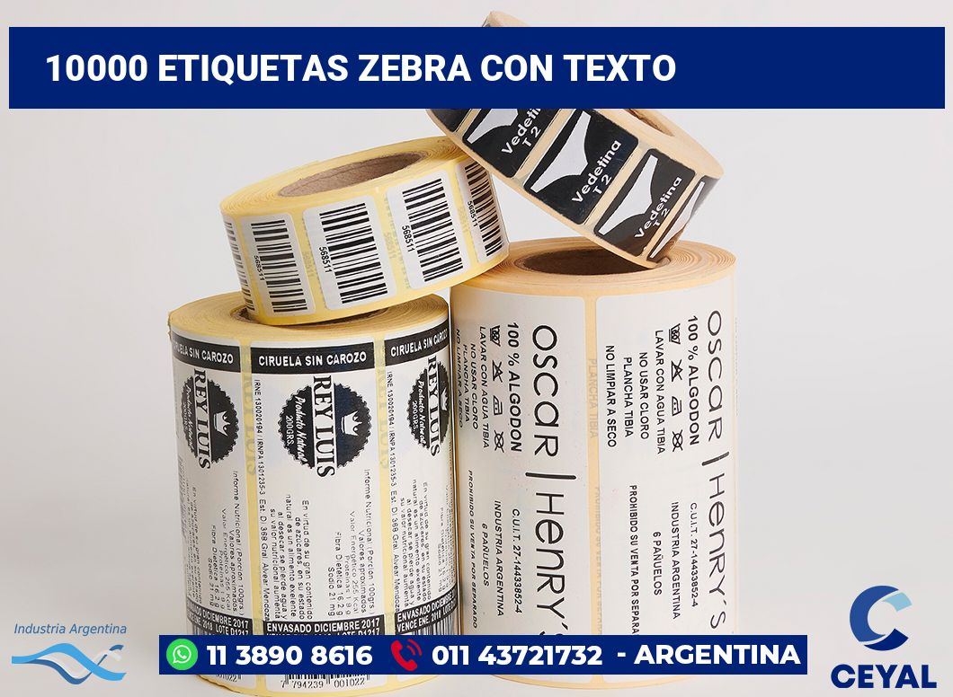 10000 Etiquetas zebra con texto