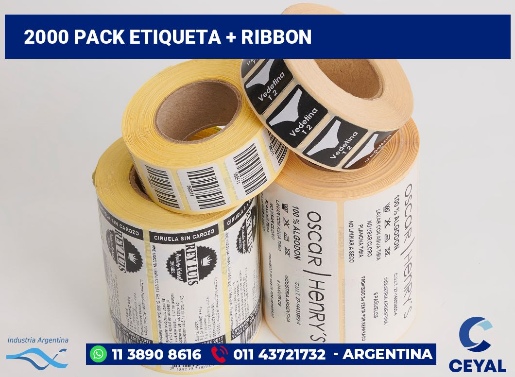 2000 Pack etiqueta + ribbon