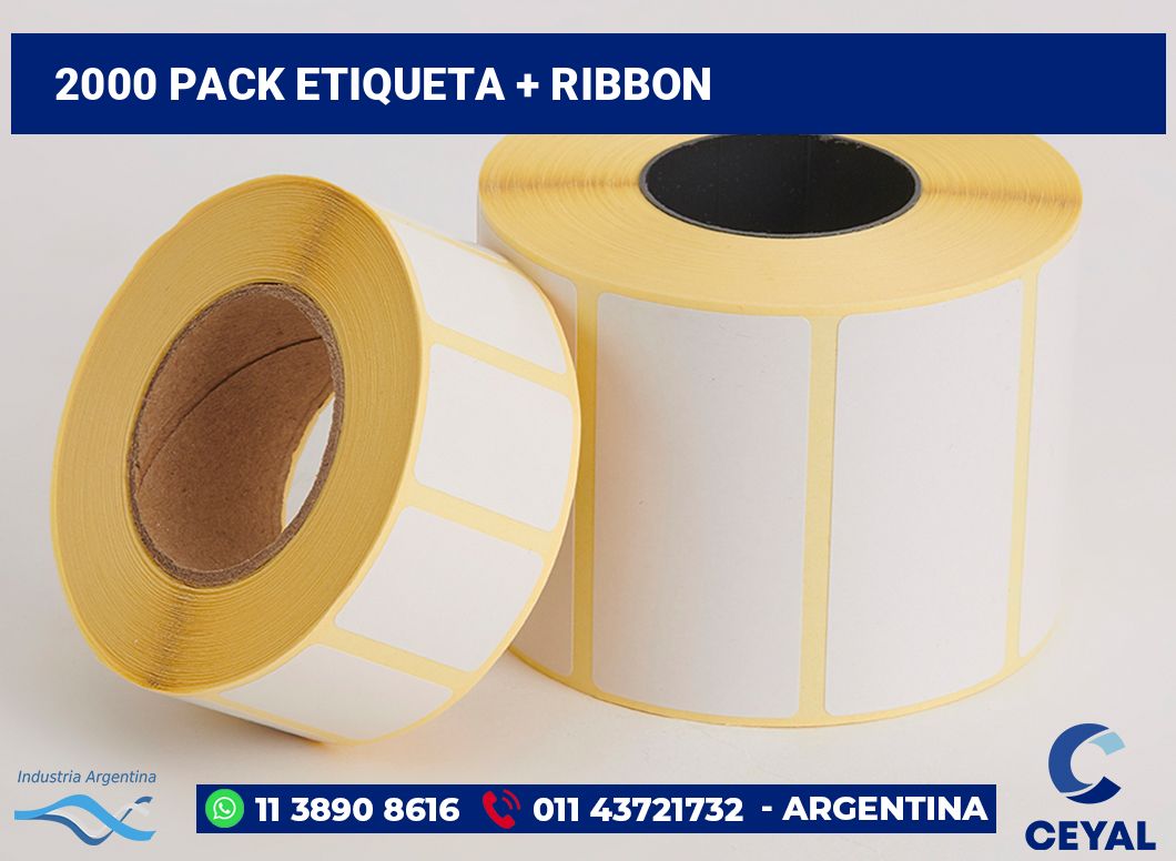 2000 Pack etiqueta + ribbon