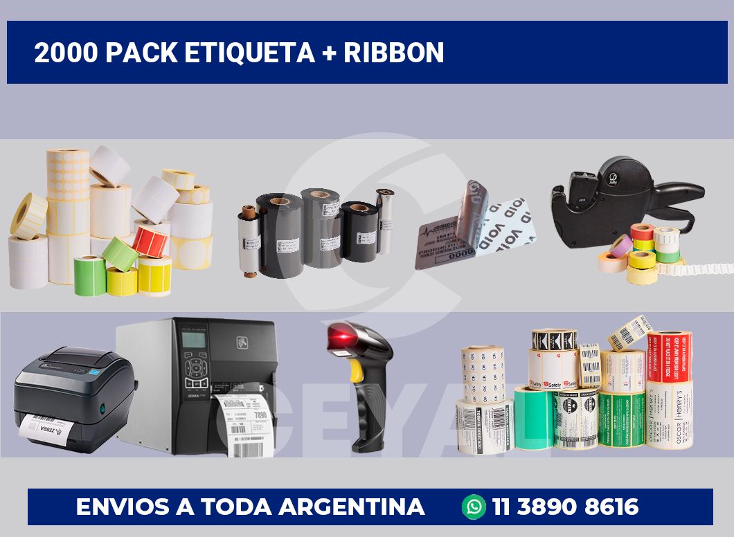 2000 Pack etiqueta + ribbon
