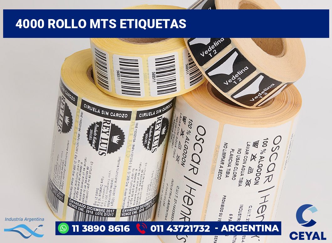 4000 Rollo mts etiquetas