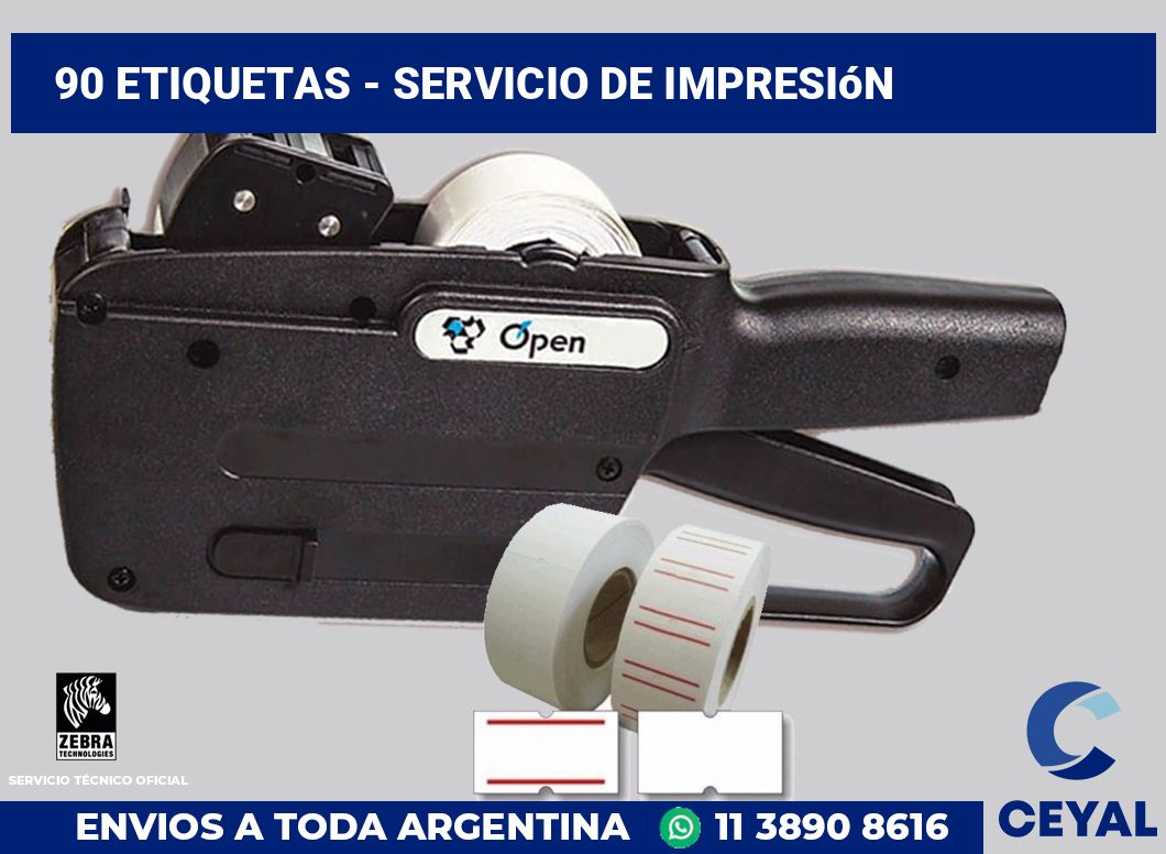 90 etiquetas - servicio de impresión