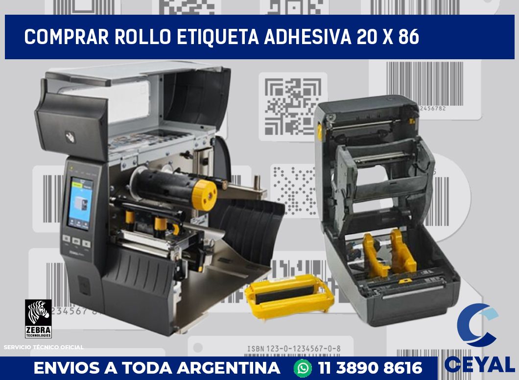 Comprar rollo etiqueta adhesiva 20 x 86