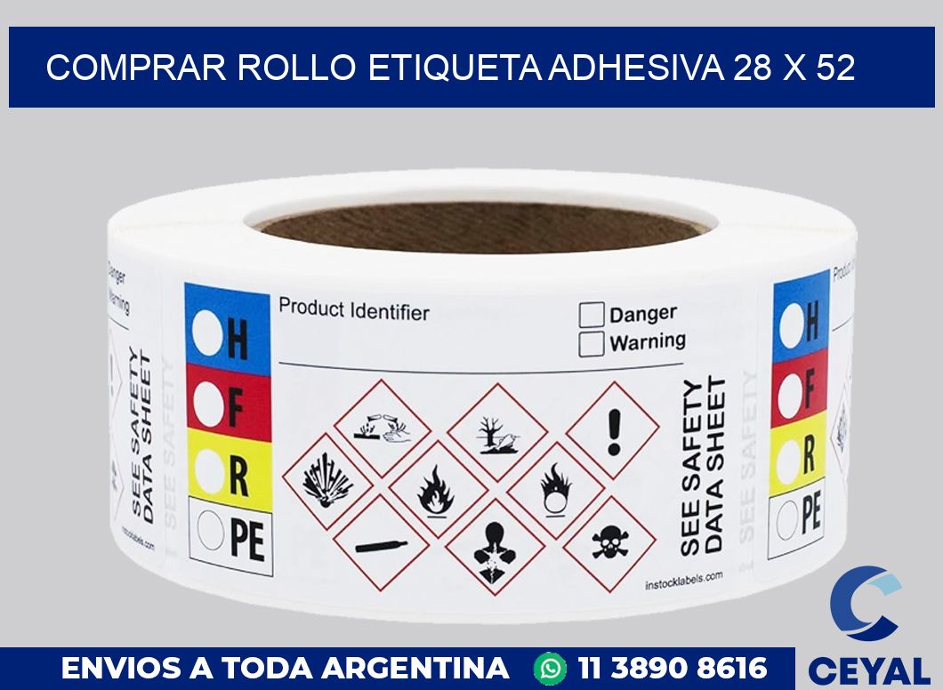 Comprar rollo etiqueta adhesiva 28 x 52