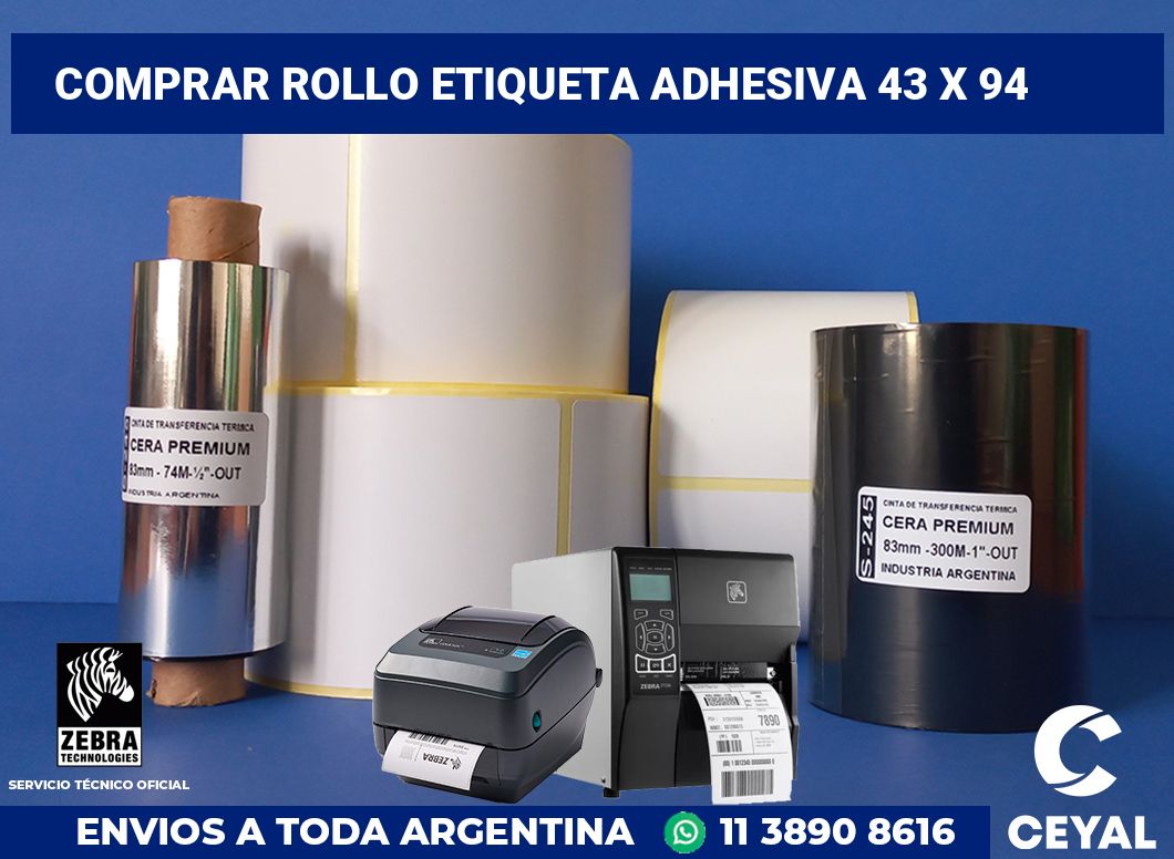 Comprar rollo etiqueta adhesiva 43 x 94