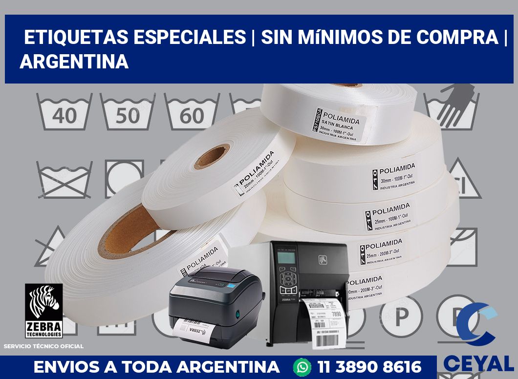 Etiquetas especiales | Sin mínimos de compra | Argentina