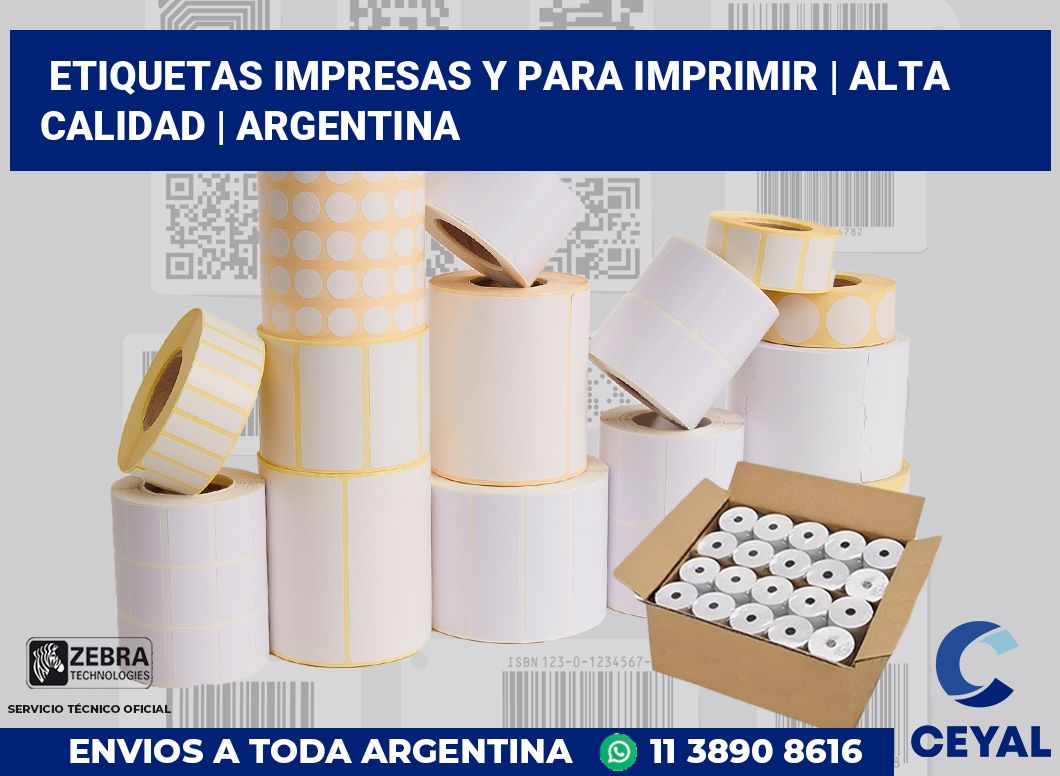 Etiquetas impresas y para imprimir | Alta calidad | Argentina