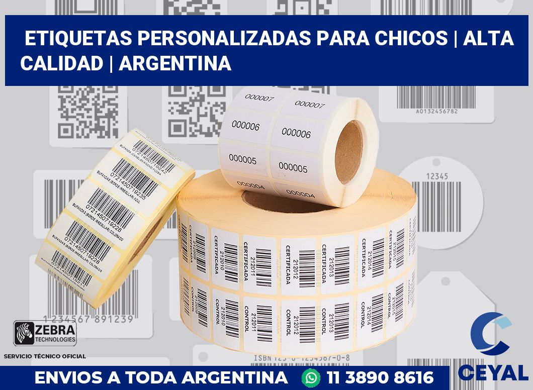 Etiquetas personalizadas para chicos | Alta calidad | Argentina