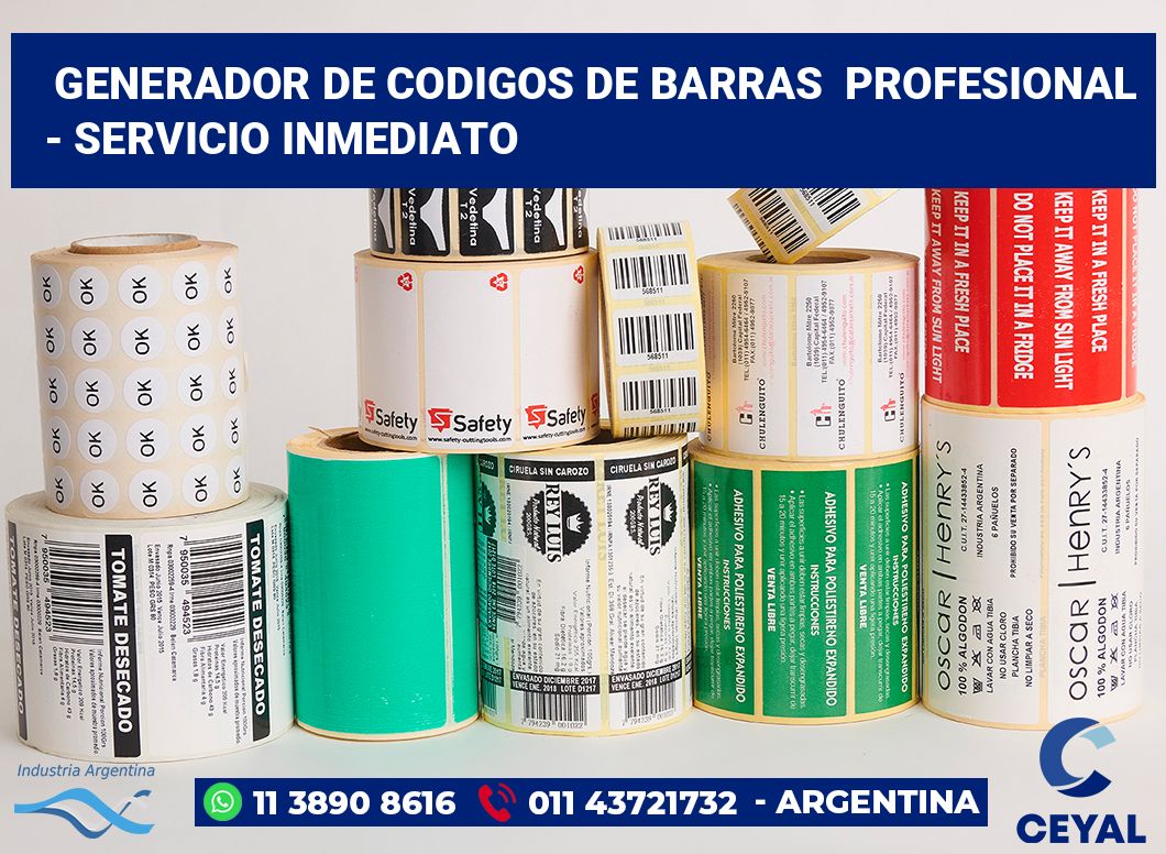 Generador de codigos de barras  profesional  - Servicio inmediato