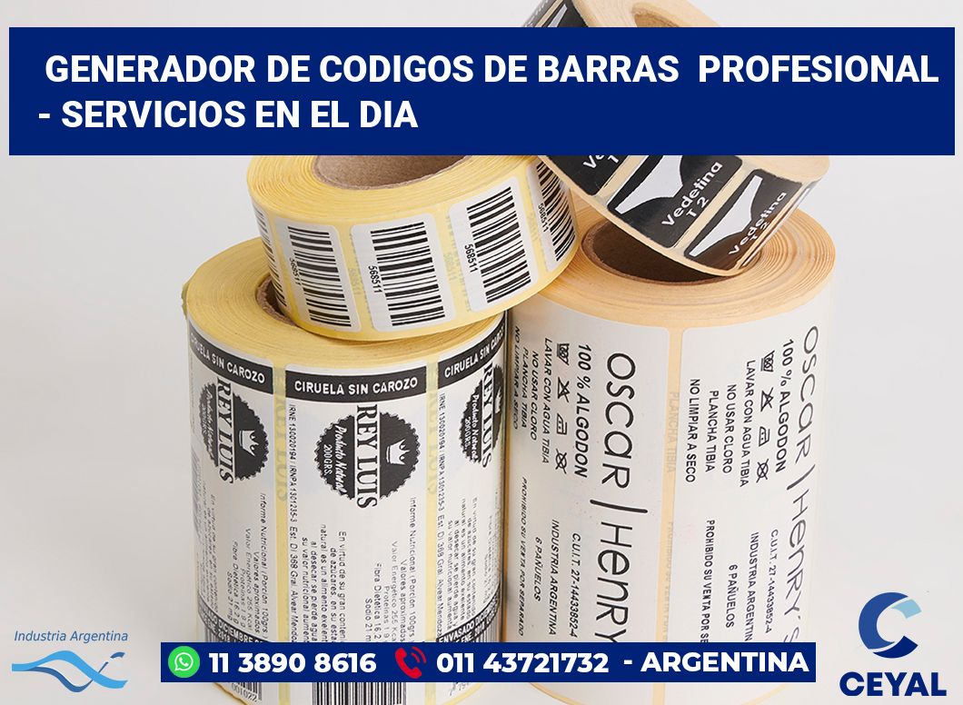 Generador de codigos de barras profesional - Servicios en el dia