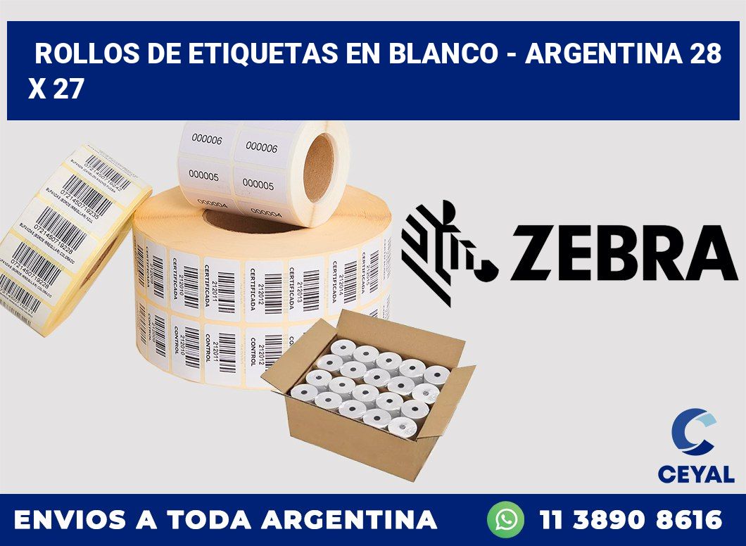 Rollos de etiquetas en blanco - Argentina 28 x 27