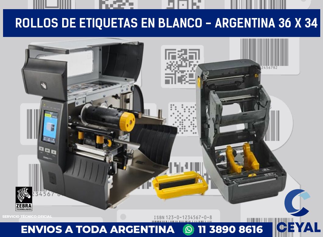 Rollos de etiquetas en blanco - Argentina 36 x 34