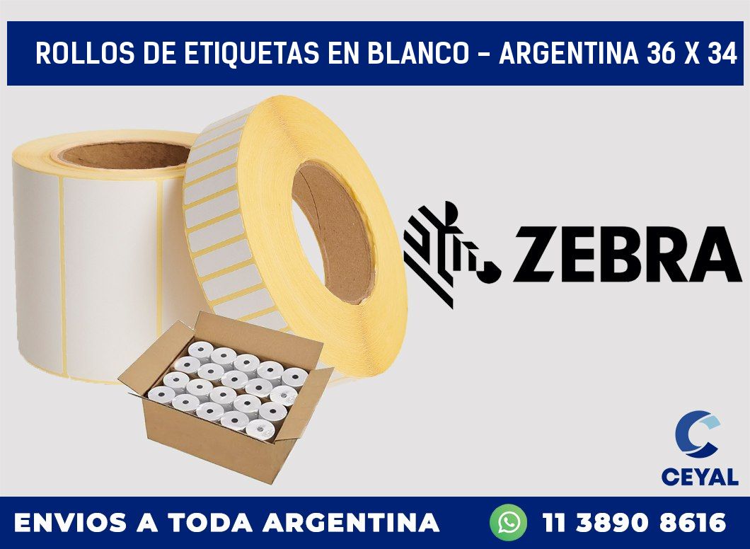 Rollos de etiquetas en blanco - Argentina 36 x 34