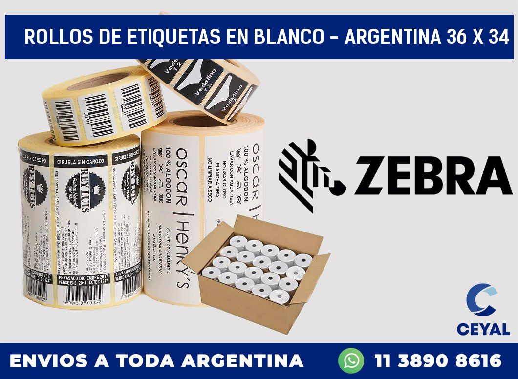Rollos de etiquetas en blanco – Argentina 36 x 34