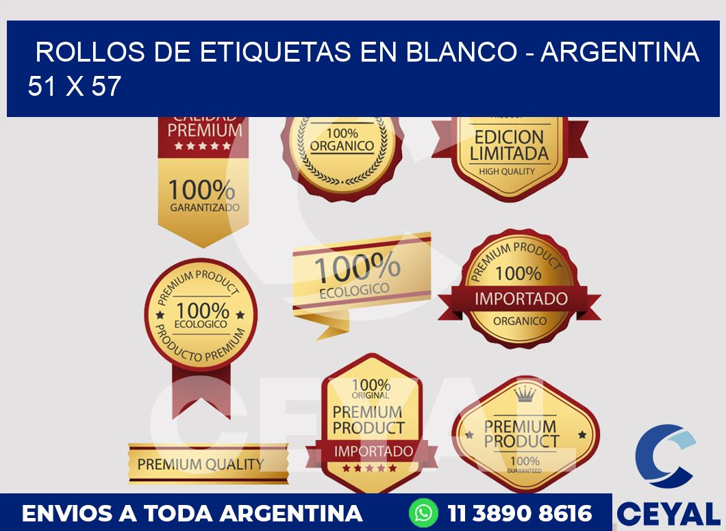 Rollos de etiquetas en blanco - Argentina 51 x 57