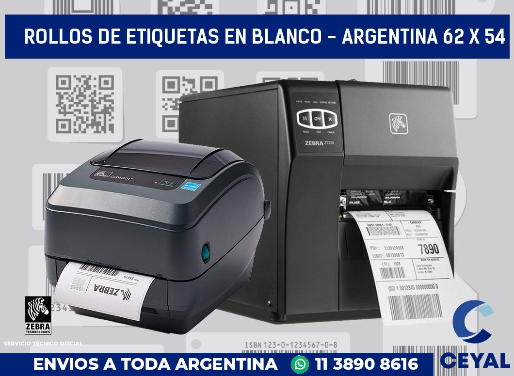 Rollos de etiquetas en blanco - Argentina 62 x 54
