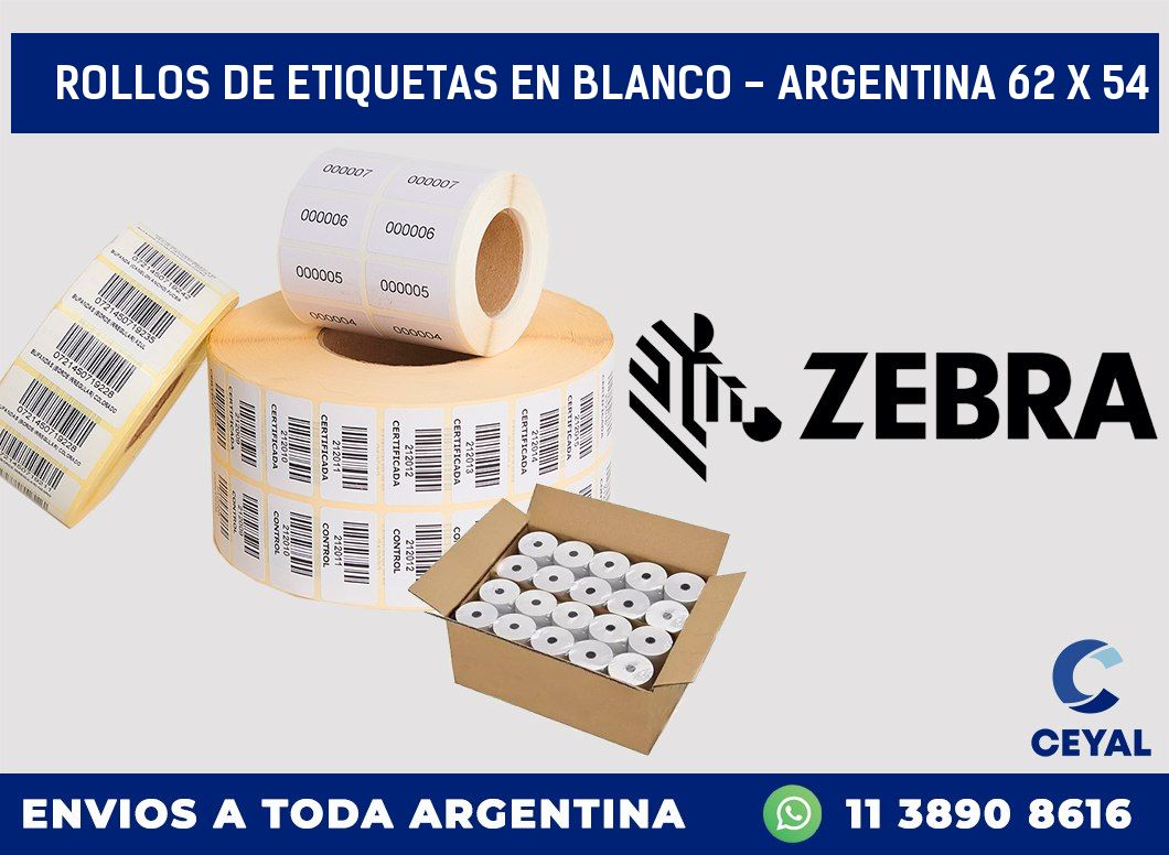 Rollos de etiquetas en blanco - Argentina 62 x 54