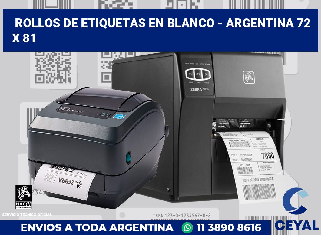 Rollos de etiquetas en blanco - Argentina 72 x 81