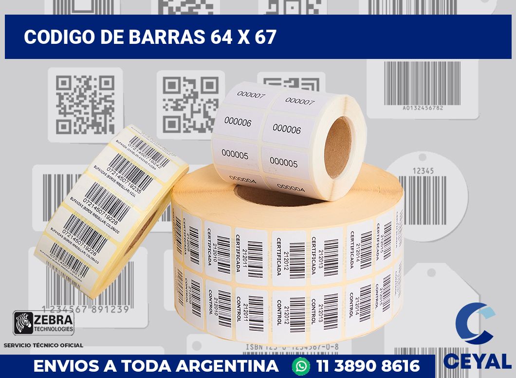 codigo de barras 64 x 67