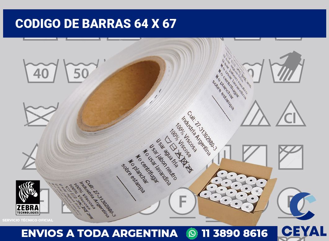 codigo de barras 64 x 67