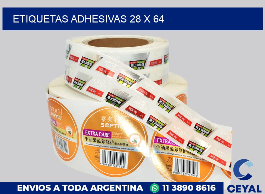 etiquetas adhesivas 28 x 64