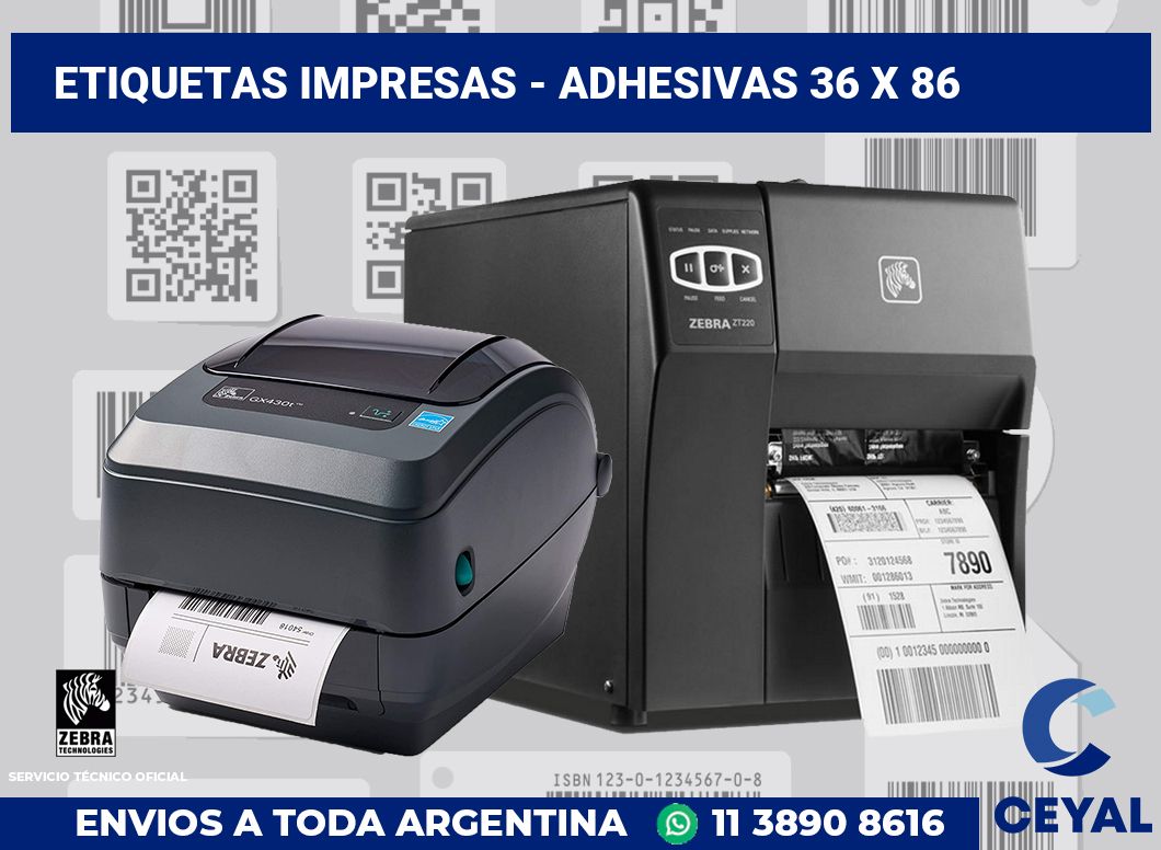 etiquetas impresas - Adhesivas 36 x 86