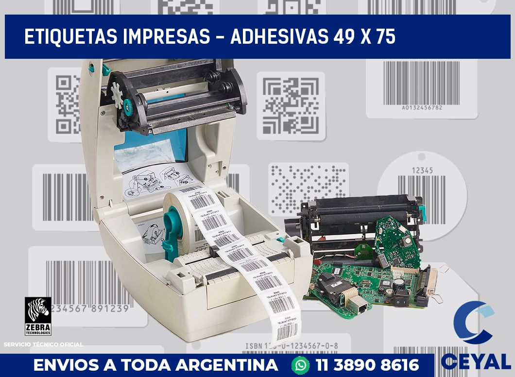 etiquetas impresas - Adhesivas 49 x 75