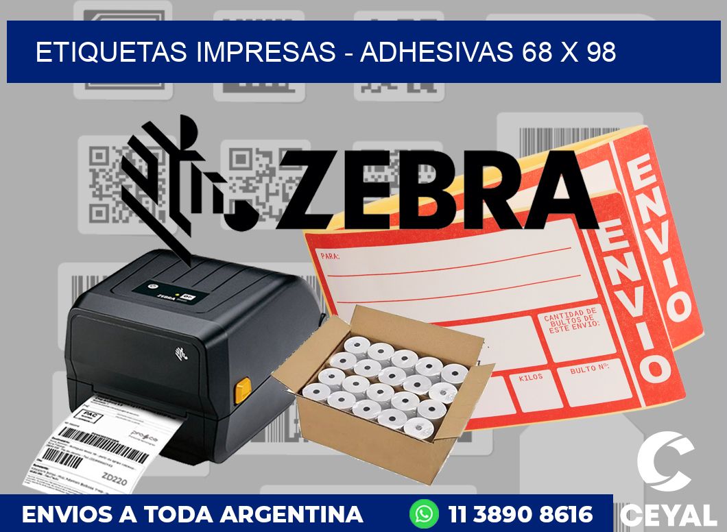 etiquetas impresas - Adhesivas 68 x 98