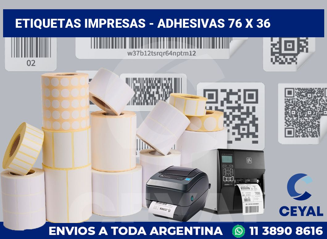 etiquetas impresas - Adhesivas 76 x 36