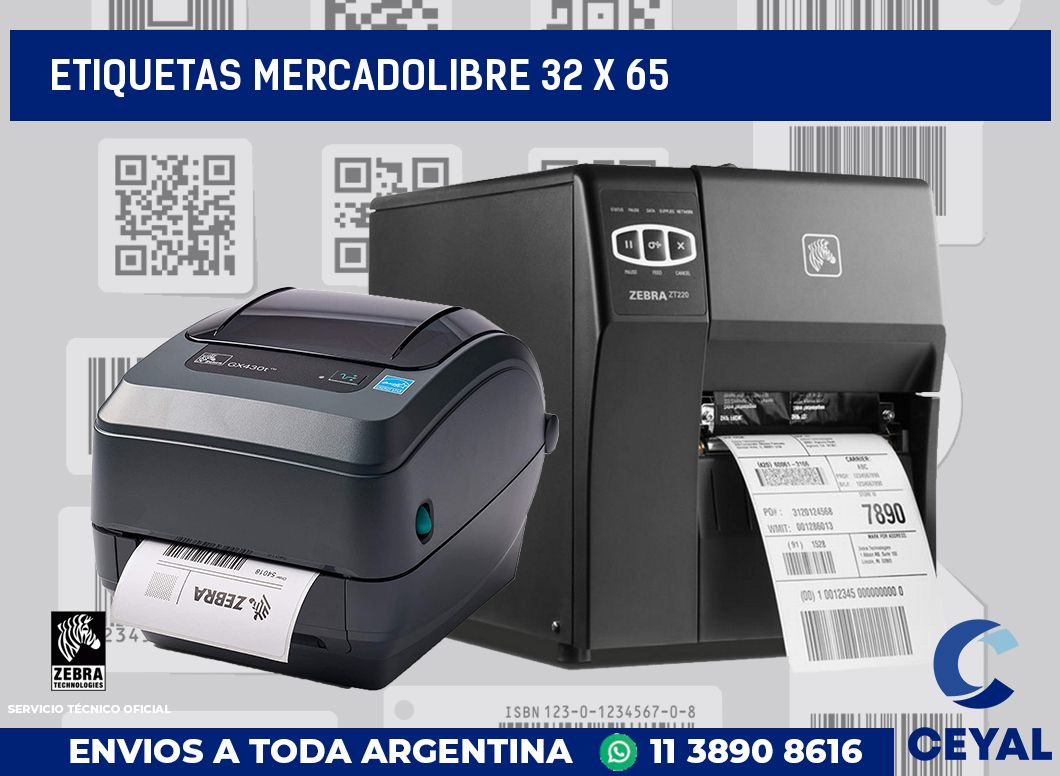 etiquetas mercadolibre 32 x 65