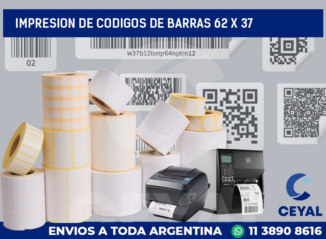 impresion de codigos de barras 62 x 37