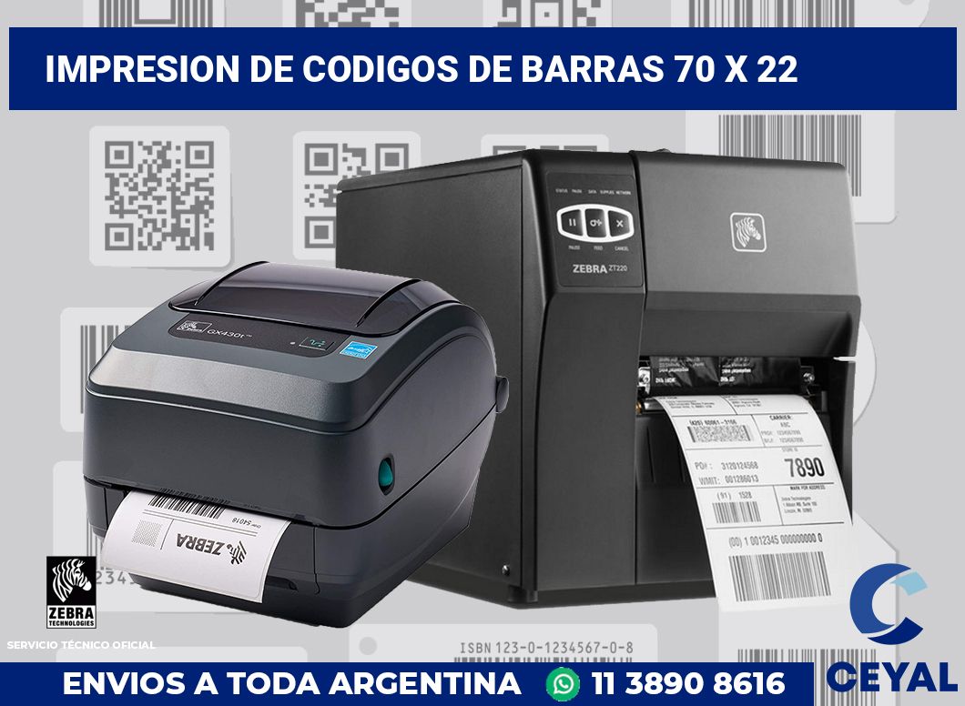 impresion de codigos de barras 70 x 22