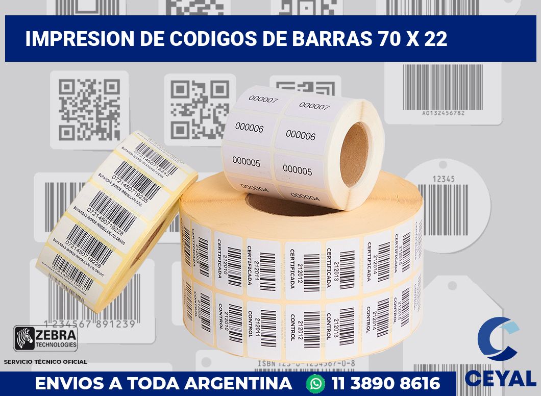 impresion de codigos de barras 70 x 22